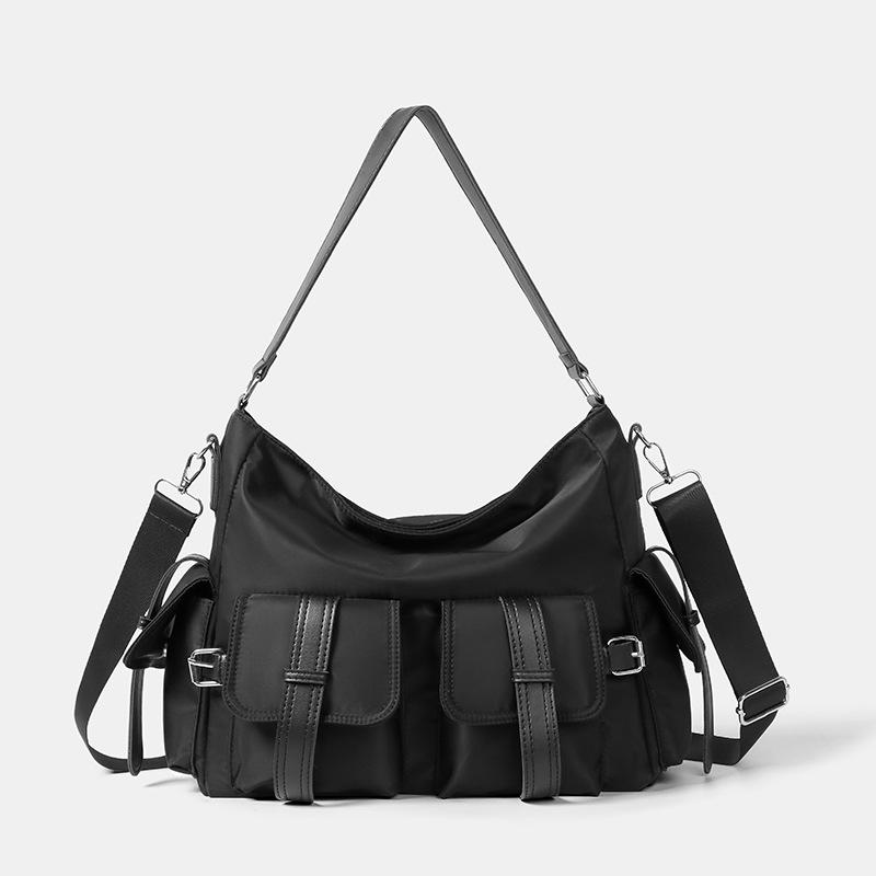 

Autumn and winter multi-pocket locomotive messenger bag dual-purpose soft leather retro shoulder tote bag large-capacity women s bag чорний