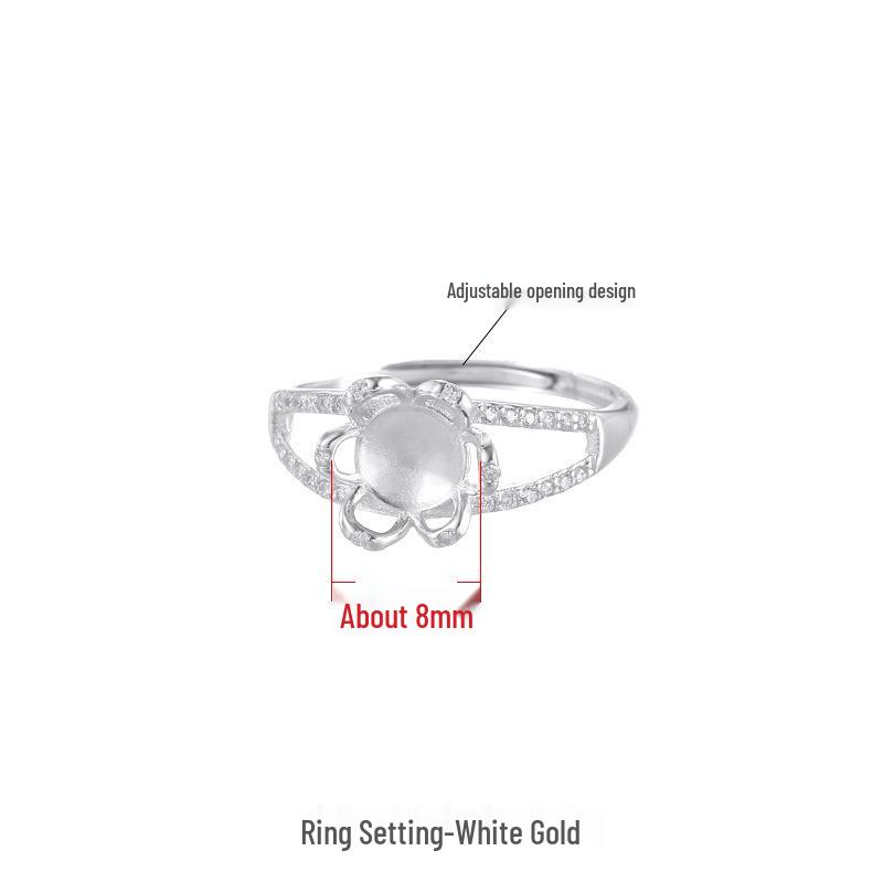 

S925 Sterling Silver & Gold Pearl Ring Setting for 6-8mm Round Pearl платиновый