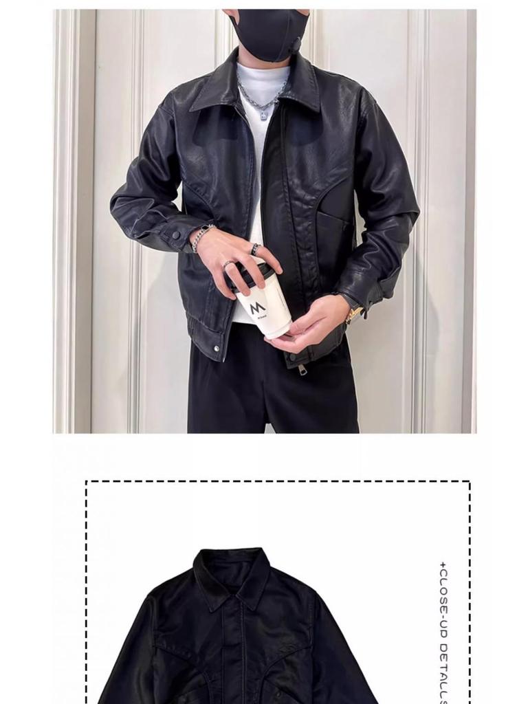 Melanoid Men's Trendy Heavyweight PU Leather Motorcycle Jacket 2025 - New Autumn Style