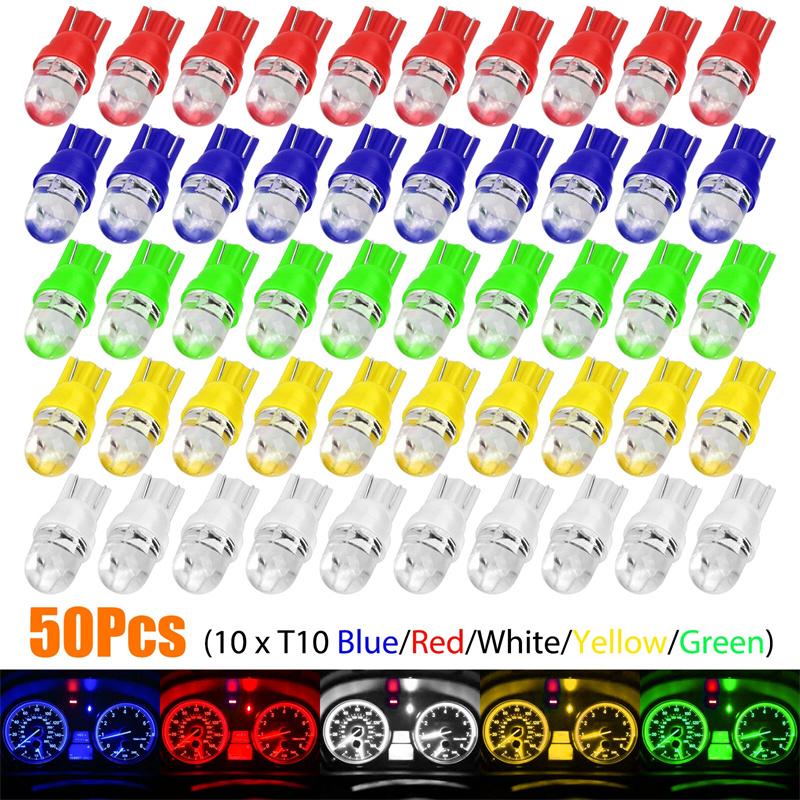 50Pcs T10 194 168 2825 Led Speedometer Instrument Gauge Cluster Dash Light Bulbs