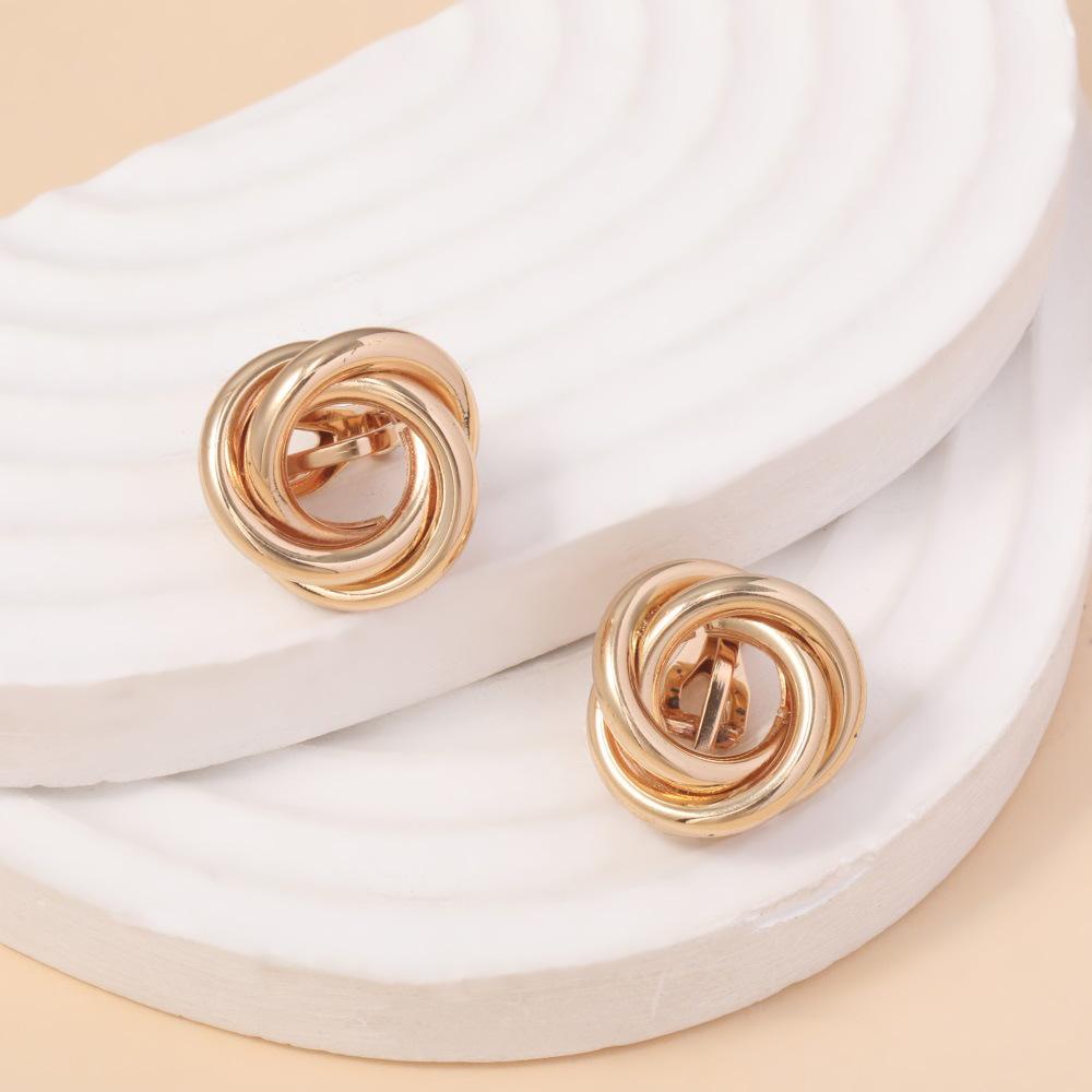 Special Jewelry Earrings, Creative Metal Element Circle Multi-Layer Knotted Earrings