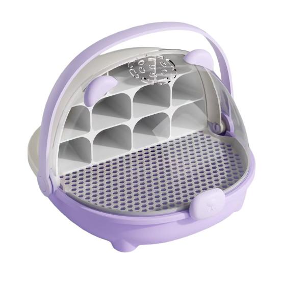 

Ящик для разведения шелкопряда Прозрачный ящик для выращивания шелкопряда Клетка для обитания с ручкой Капсула для разведения мелких животных Контейнер для вылупления фиолетовый