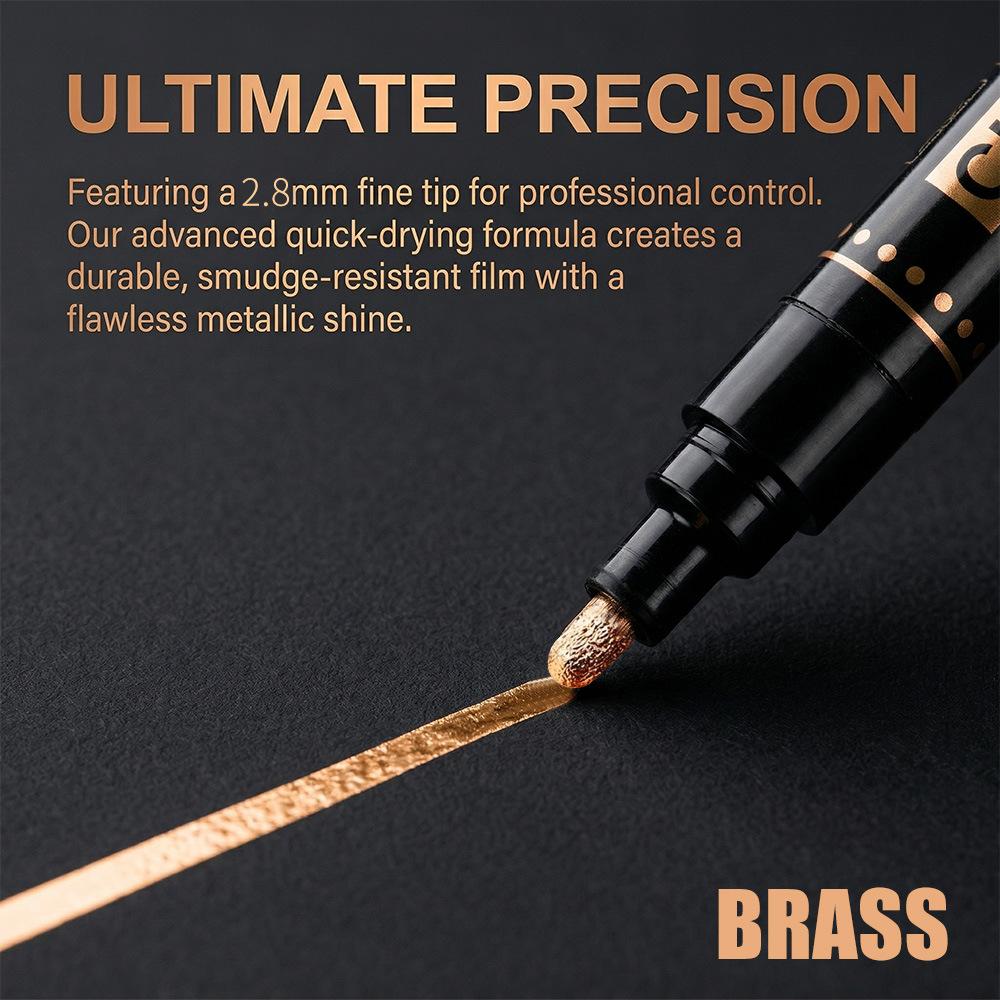 Chrome Markers Mirror Effect Paint Pen 2.8Mm Medium Tip Waterproof Liquid Chrome Marker For Plastic Metal Glass Wood Car Model