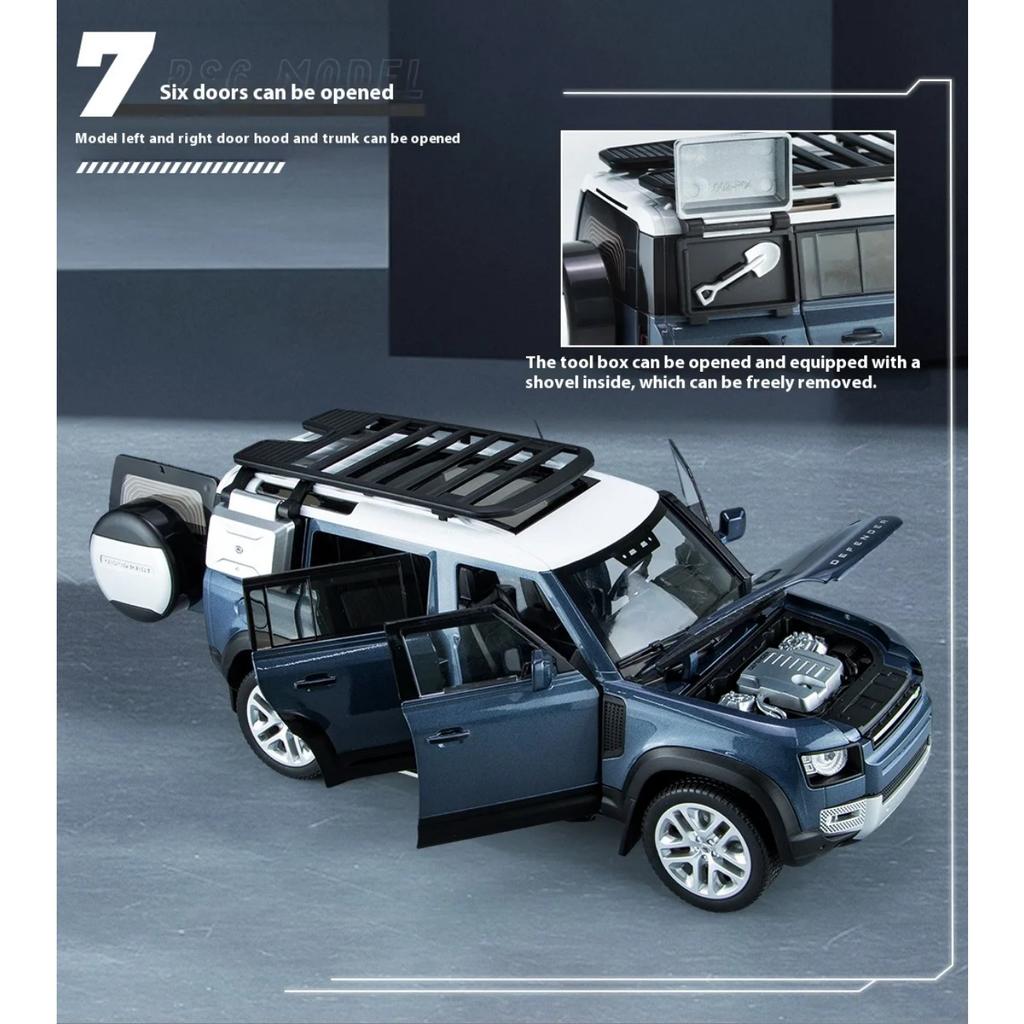 1/18 Scale Land Rover Large Defender 110 Alloy Car Model Toy Gift, Simulated Sound and Light Children's Toy Car, Birthday Gift for Boys