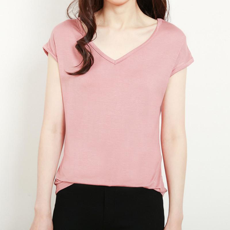 Summer Sleeveless T Shirt Women's V Neck Short Sleeved Loose Plus Size Vest Solid Color