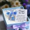 Unutma Beni Kurutulmuş Çiçek Melek Hatırası, Organze Çanta ve Başsağlığı Kartı ile Mini Reçine Koruyucu Melek Figürü