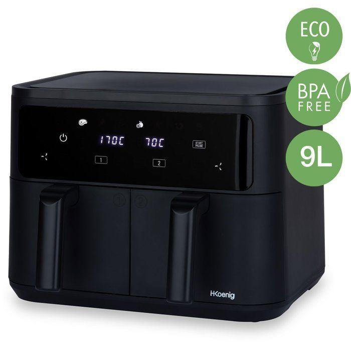 Friteuse sans huile HKoeNIG - FRY900 - Capacité 9L - Double cuve 4,5L - 8 programmes de cuisson - 2400W