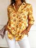 Women's Long Sleeve Floral Print Button Down Casual Shirt Elegant Daily Blouse Tops in Blue for Spring Summer