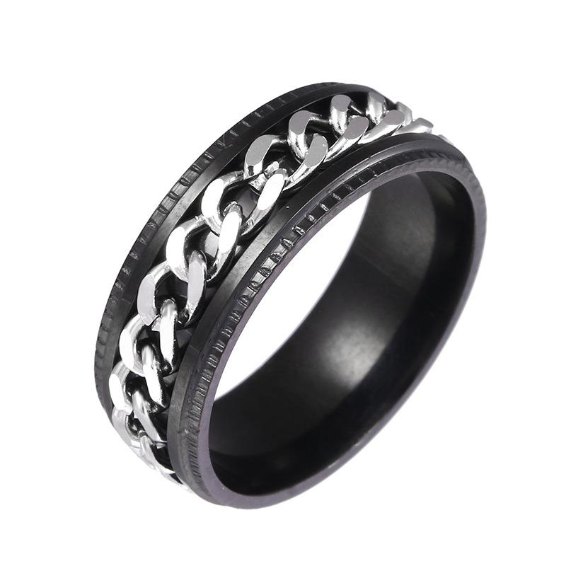 Ins Stainless Steel Rotatable Chain Link Men's Spinner Ring Couple Ring  Punk Women Man Corkscrew Ring   for Party Gift