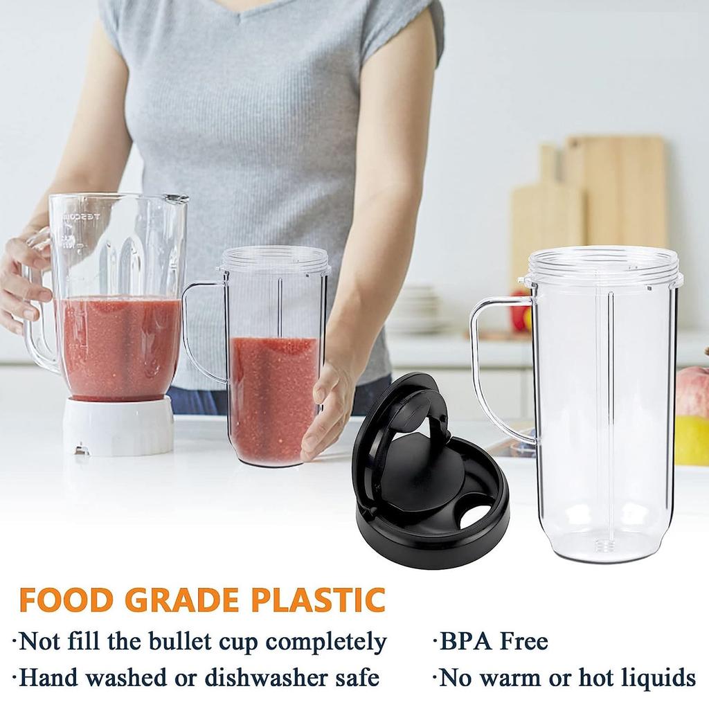 22Oz Plastic Blender Cups Blender Replacement Parts Blender Blade Juicer Cups for Magic B1001/MB1001B/MBR-0301/MBR-1101