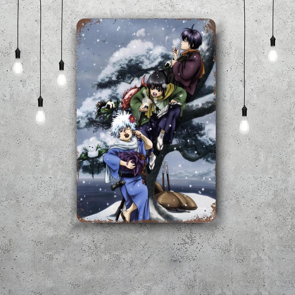 Classic Japanese Anime Art Gintama Funny Bar Metal Sign Retro Plaque Vintage Sign Alcohol Drinker Pub Club Kitchen