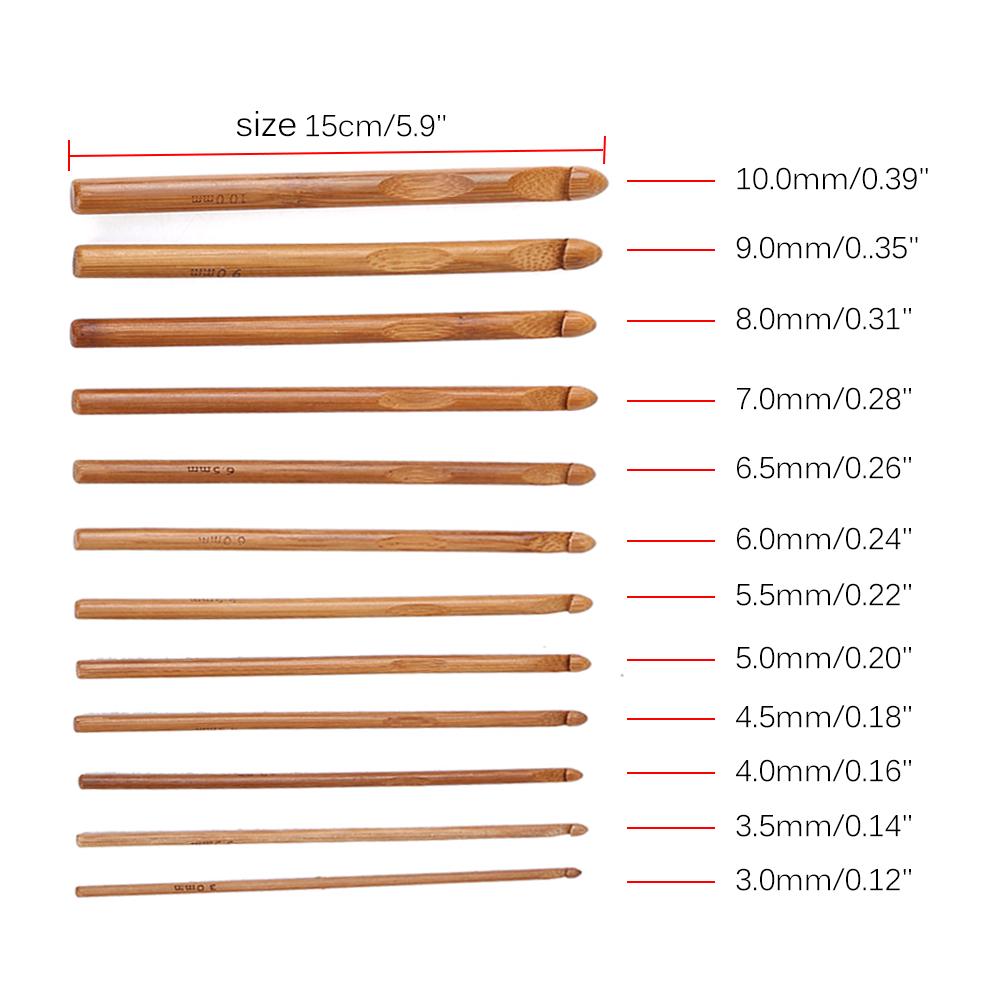 12pcs Carbonized Bamboo Knitting Needle Set Crochet Hooks Swter Needles Yarn Wving Tool, Impeccable Craftsmanship, in 12 Sizes for All Projects