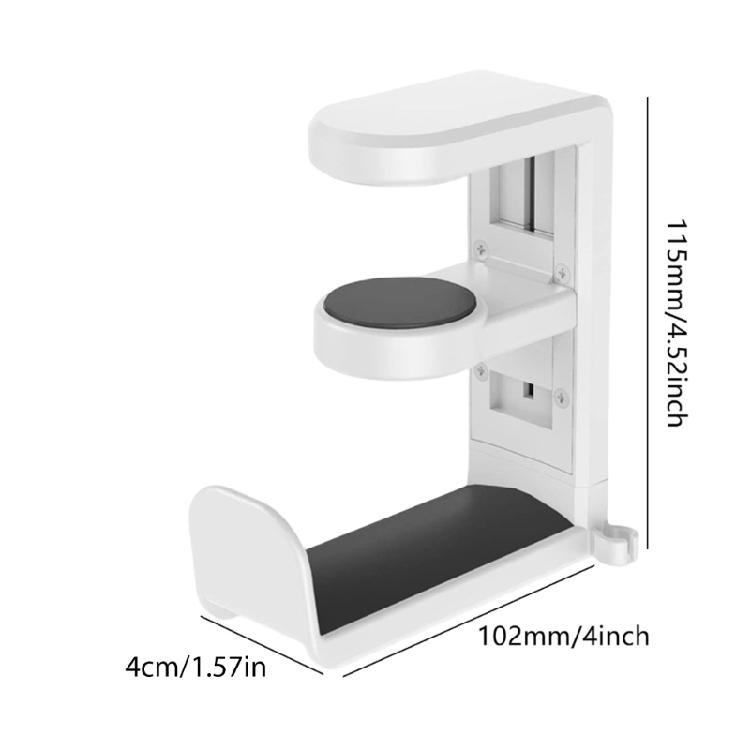Lightweight Under Desk Headset Stand Holder Rack with Rotating Hook Adjustable Clamp for Organized Gaming Setup
