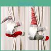 Creative Christmas Santa Plush Doll Window Curtain Tiebacks With Unique Checkered Design