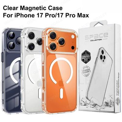 Clear Magnetic Phone Case For iPhone 17 Pro Max Case for Magsafe iPhone17 Pro Max 17Pro Shockproof Protective Transparent Cover
