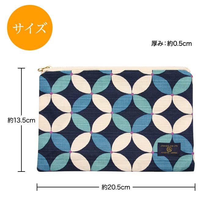[JHANDS] Flat Pouch (High-Colored) (Seven Treasures Red and White) Approx. 20.5 X 13.5 Cm, Cosmetic Pouch, Accessory Pouch, Sanitary Pouch, Fabric