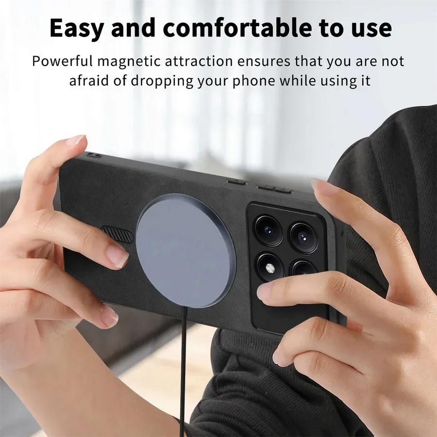 For  Magnetic Phone Case for POCO X6 X7 F7 Ultra  Leather Wireless Charging Back Cover for Poco X6 Neo F6pro F C6