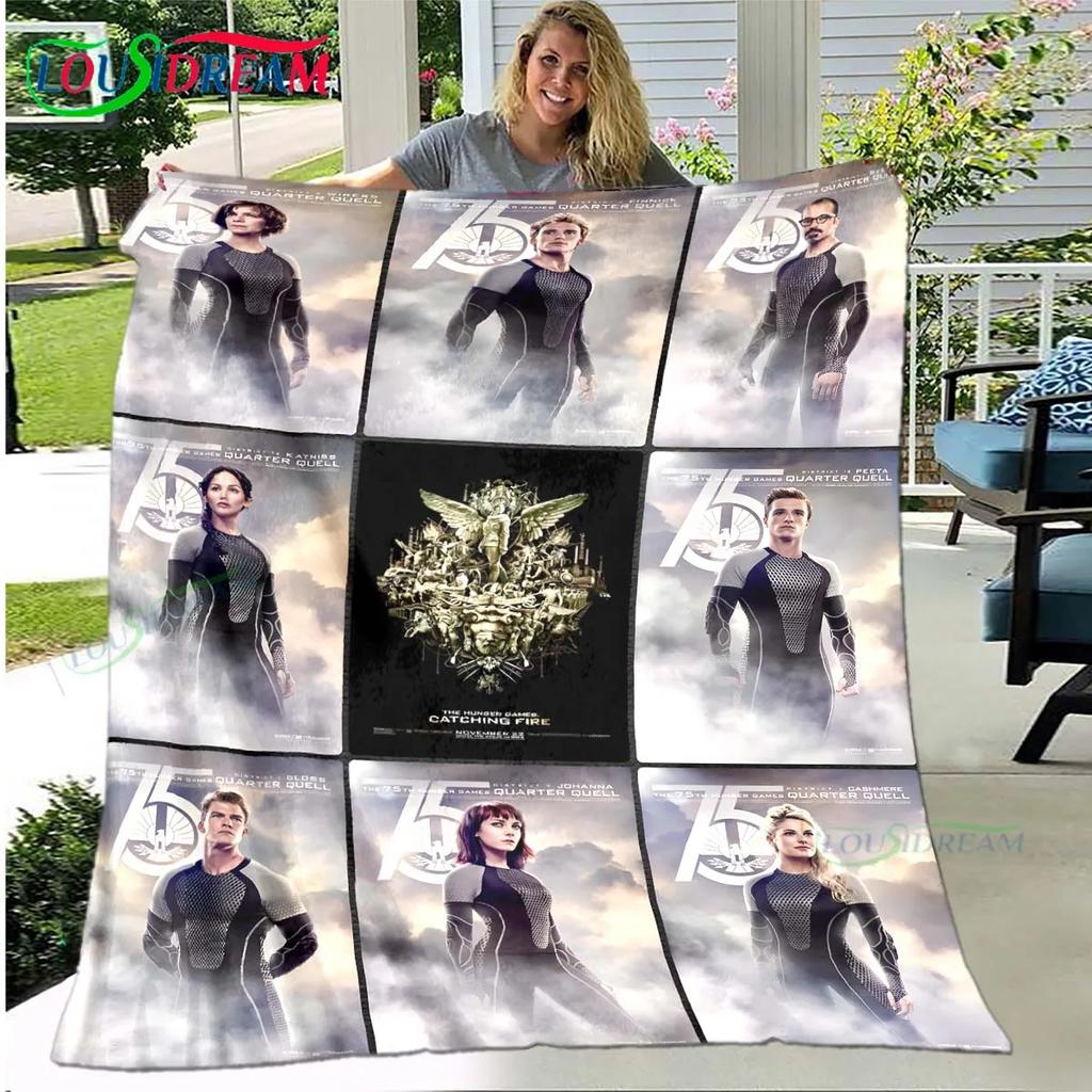 Hot Fashion The Hunger Games Pattern Blanket Flannel Thin Blanket Portable Home Travel Office Lunch Break Blanket Birthday Gift
