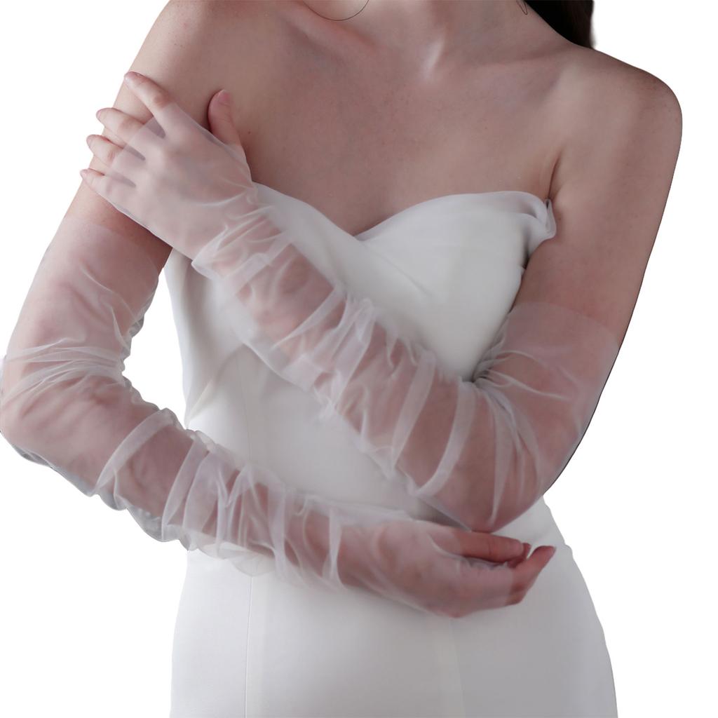 Women Detachable False Glove Arm Cover False Sleeves Oversized Tulle Decorative Sheer Elegant False Sleeves