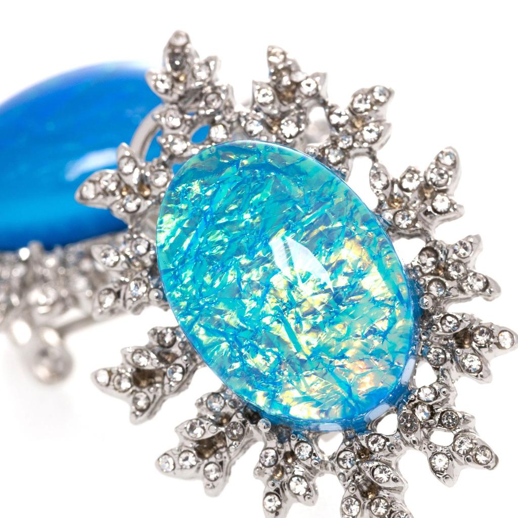 Medieval Vintage Copper Alloy Platinum Plated With Diamonds Imitation Opal Retro Niche Design High-End Round Stud Earrings