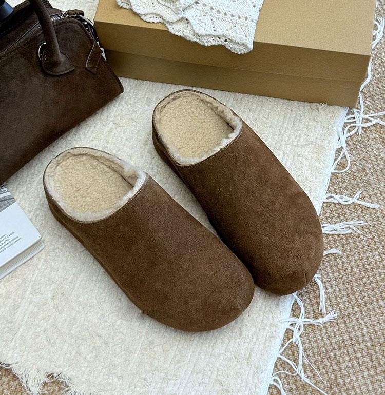 Baotou Half Slippers Women Wear Leather Shoes In Autumn and Winter New Versatile Platform Lazy Shoes