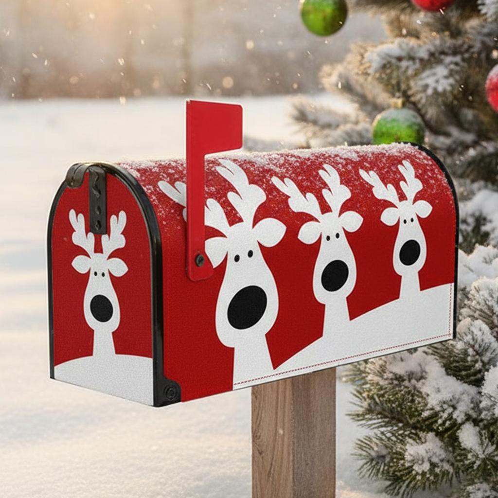 Xmas Mailbox Dust Cover Anti-Scratch Christmas Letter Box Cases Decorative Post Box Cover Wraps for Home Garden Outside Decor