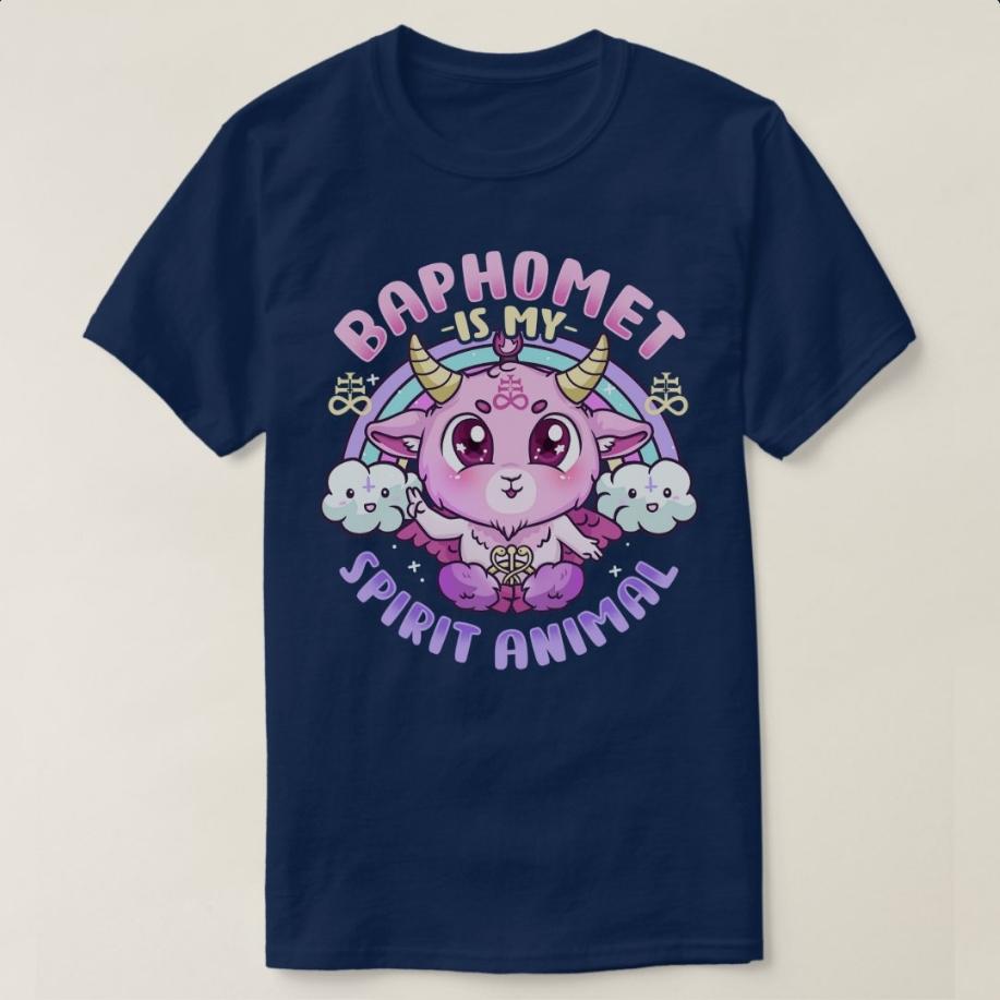Baphomet Is My Spirit Animal Lucifer Cute Satan Goat TShirt 100 Cotton ONeck Short Sleeve Casual Mens Tshirt Streetwear
