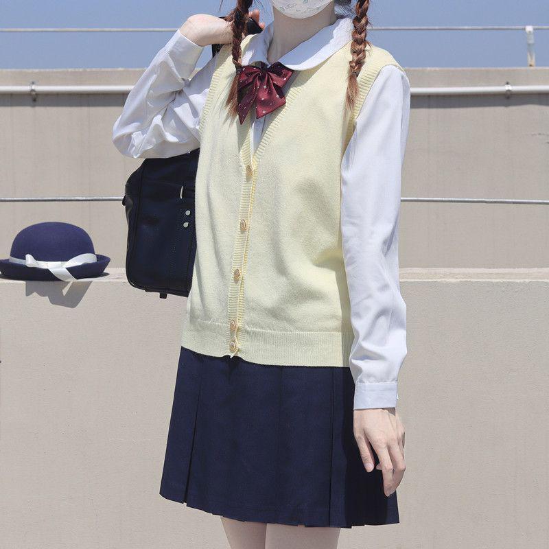 Japanese Style Knitted Cardigan Vest - Solid Color, Academic Look, Versatile Sweater for Spring and Autumn