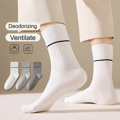 Herren Socken Baumwolle Antibakteriell Gerippte Kniestrümpfe Atmungsaktiv Geruchsneutral Lässige Socken für Business Sport Alle Jahreszeiten Alltagskleidung