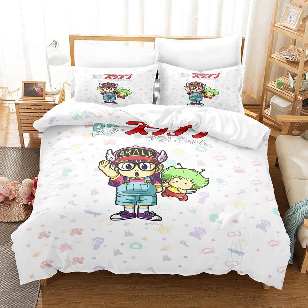 Fashion Cartoon DR S-Slump Arale Anime Bedding Set Sheet King Twin Double Child Bedding Set Mircofiber or Polyester Duvet Cover