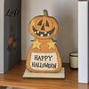 Stylish Courtyard Ornaments Cute Halloween Black Cat Pumpkin Skull Decor Vintage Boo Wooden Minimalist Home Accessories Signs Tabletop Decoration