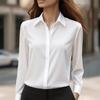 Damen-Hemd mit Umlegekragen, langen Ärmeln, aus Satin, Regular Fit, für den Weg zur Arbeit