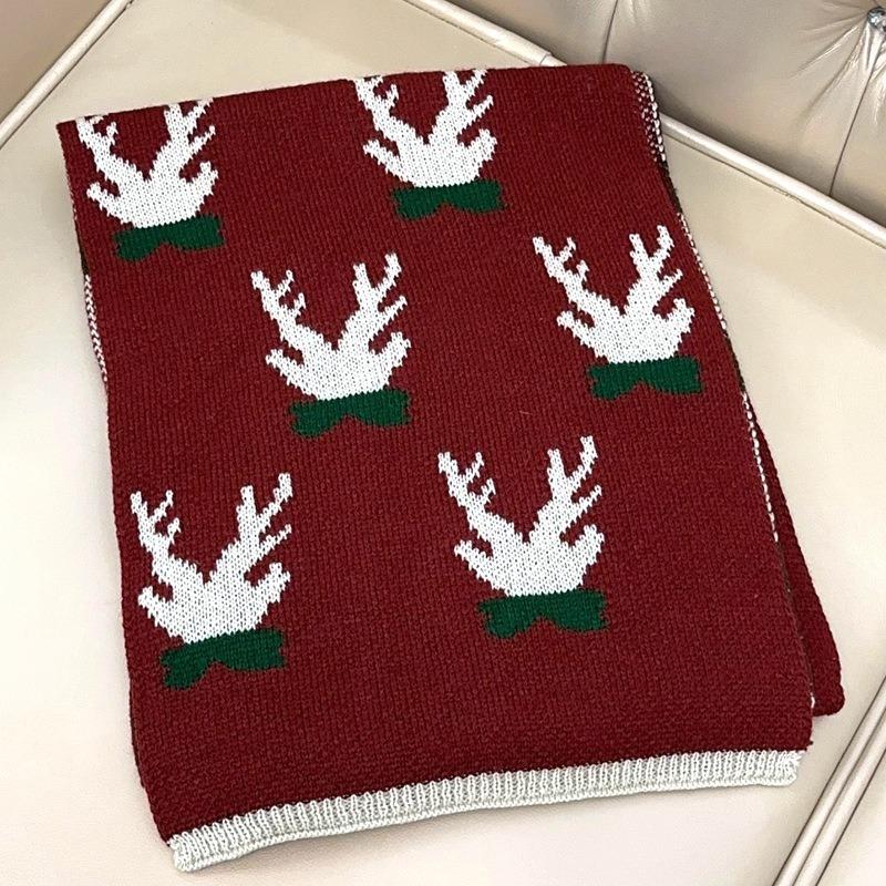 New Christmas atmosphere scarf women's winter Korean retro red plaid with warm long shawl scarf