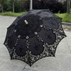 Handgefertigter Baumwollspitzen-Sonnenschirm Künstlerische Blumenstickerei Hochzeitsschirm Outdoor Sonne