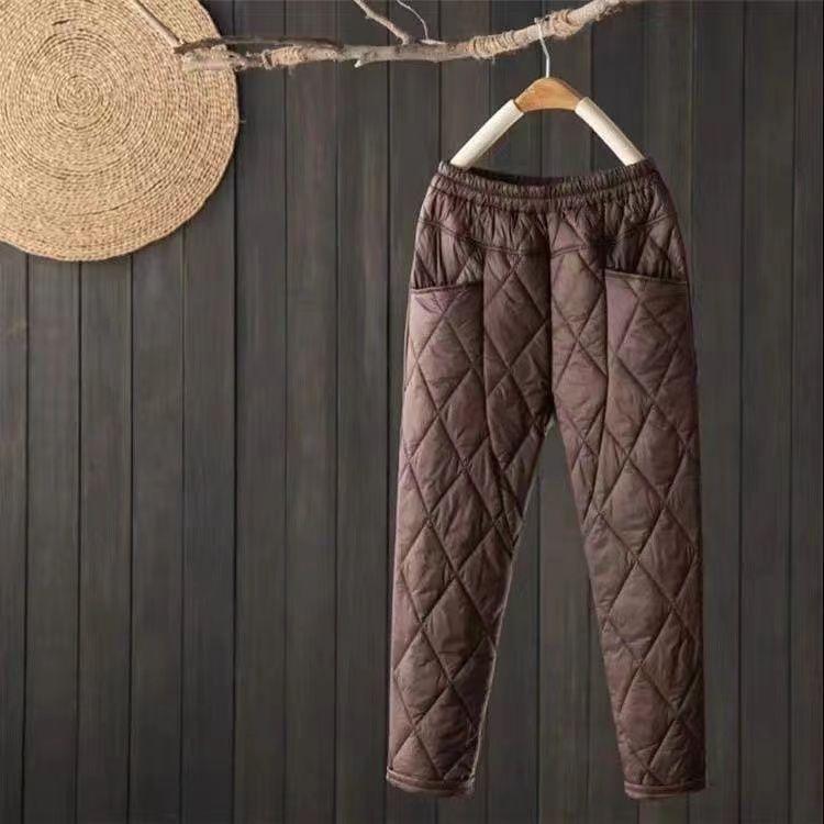 Ultra-thin Down Pants Women's New High-grade Loose Outside Winter Thickened High-waisted Straight Cotton Pants