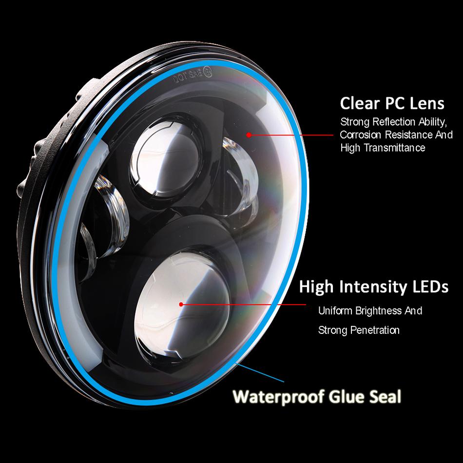 Universal 7inch Led Headlight + 4.5" Fog Passing Lights For Harley Touring Electra Glide Road King Street Glide Motorcycle