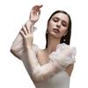 Seethrough Arm Sleeves Sheer Gloves For Bride Wedding Gowns And Formal Occasion Shoulder Length Gloves for Banquets