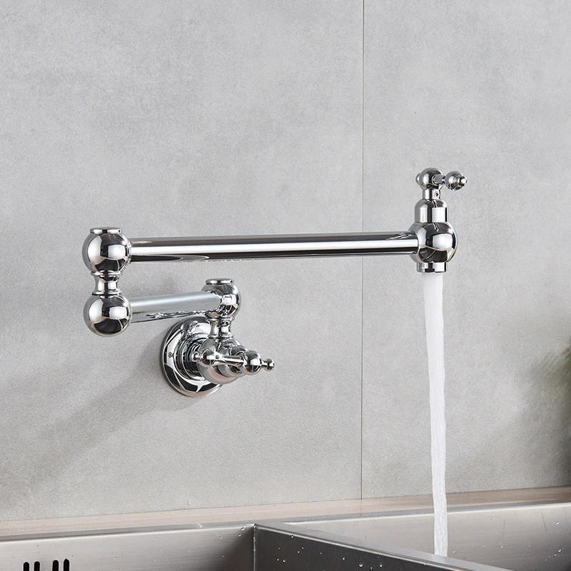 Single Cold Kitchen Sink Faucet Foldable Sink Mixer Tap Rotation Copper Lead Free Sink Mixer Wall Mounted Kitchen Tap