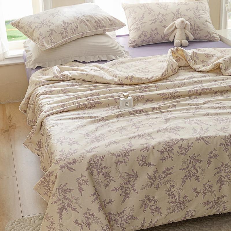 Cuvertură dublă cu aer condiționat, din bumbac, pentru copii, cu desene animate, set de patru piese, cuvertură din fibră de soia.