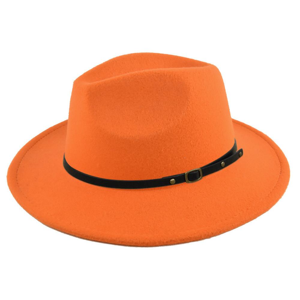 Retro Plush Jazz Multi Color Flat Big Brimmed Hat With Fashionable Personality