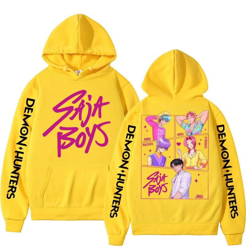 Anime KPop Lovci démonů Saja Chlapecké mikiny Pánské Dámské Trendy Harajuku Mikina Dlouhý rukáv Volná Fleecová Ležérní Streetové oblečení