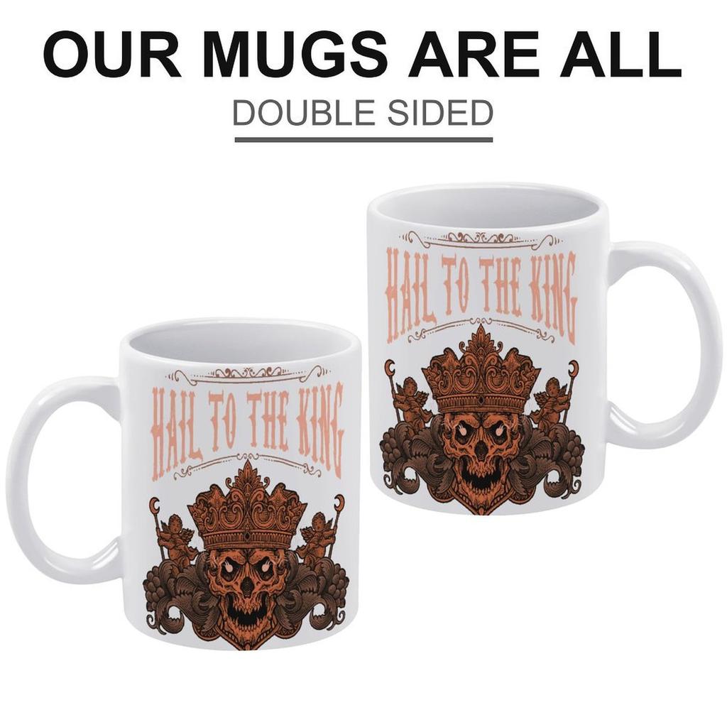 11oz Weiße Keramiktasse mit beidseitigem Druckdesign, Perfekt für Morgenkaffee und entspannende Getränkemomente