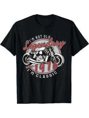 1976 45th Anniversary Vintage Motorcycle45 Years Biker Retro Design100 Cotton Oneck Short Sleeve Printed Mens Tshirt