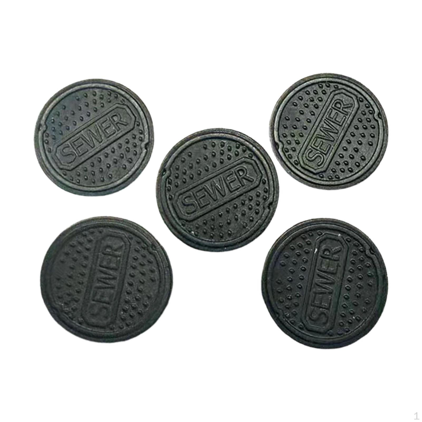 

5 Pieces 1/64 Scale Manhole Cover Models Street Scene Ornaments Mini Layout Miniature Styled A