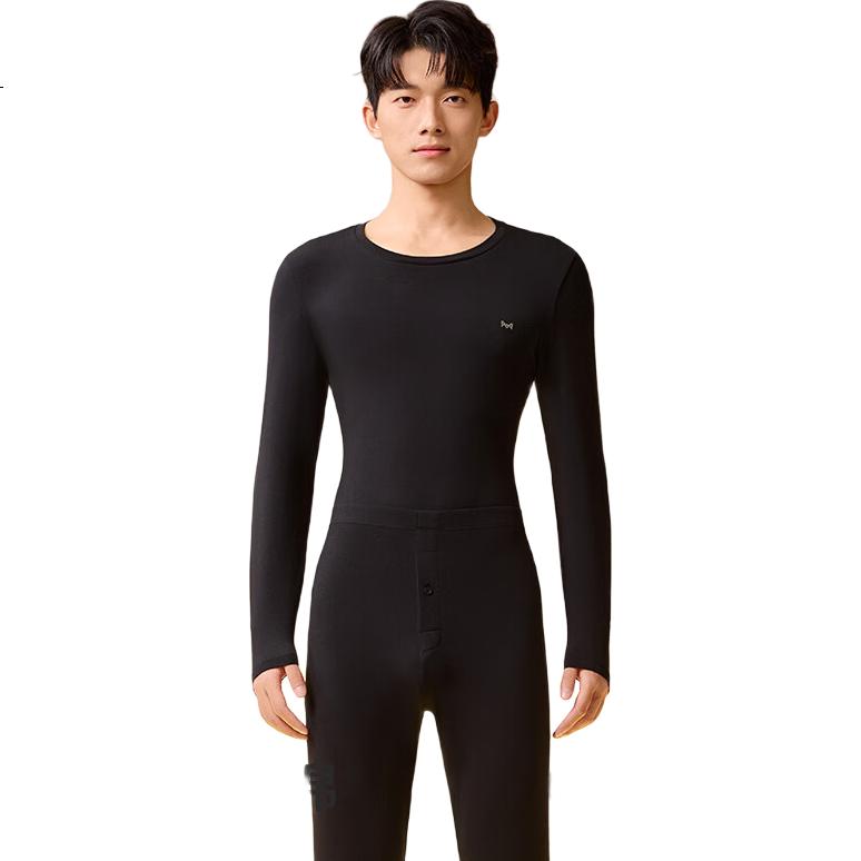 MIIOW Men's Thermal Underwear Set, Seamless Antibacterial Thin Long Johns, Xinjiang Long-Staple Cotton, Crew Neck Base Layer for Autumn