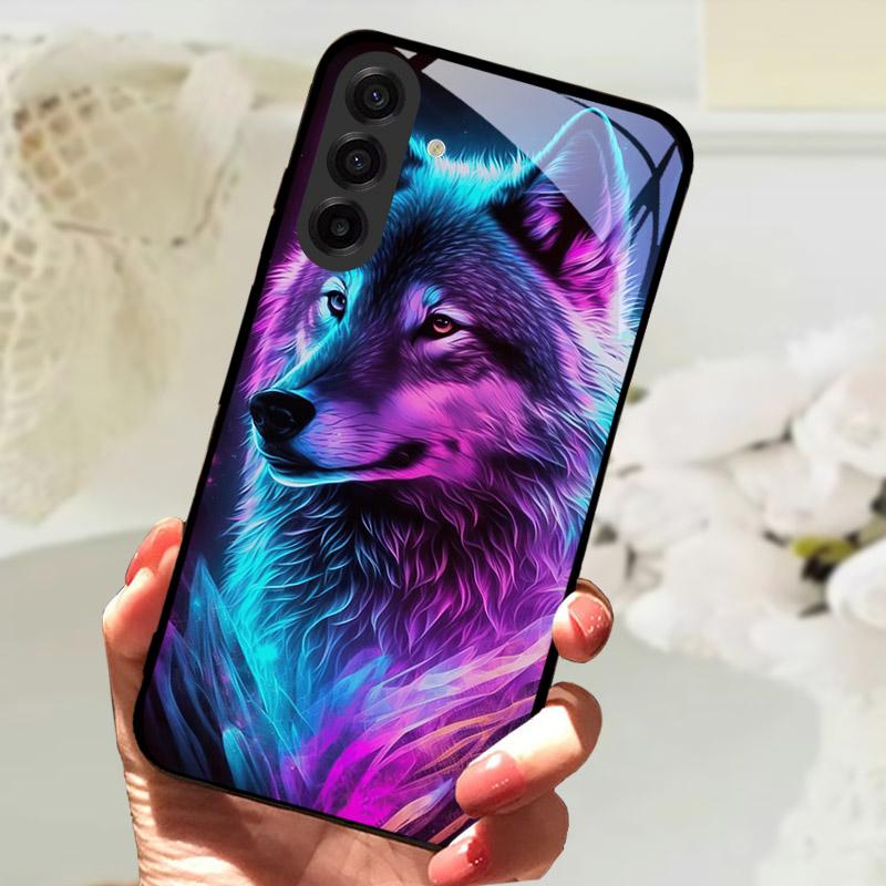 For Samsung Galaxy S25FE Case Fashion Lion Flower Tempered Glass Shockproof Bumper Cover For Galaxy S25 S 25 FE Camera Protector