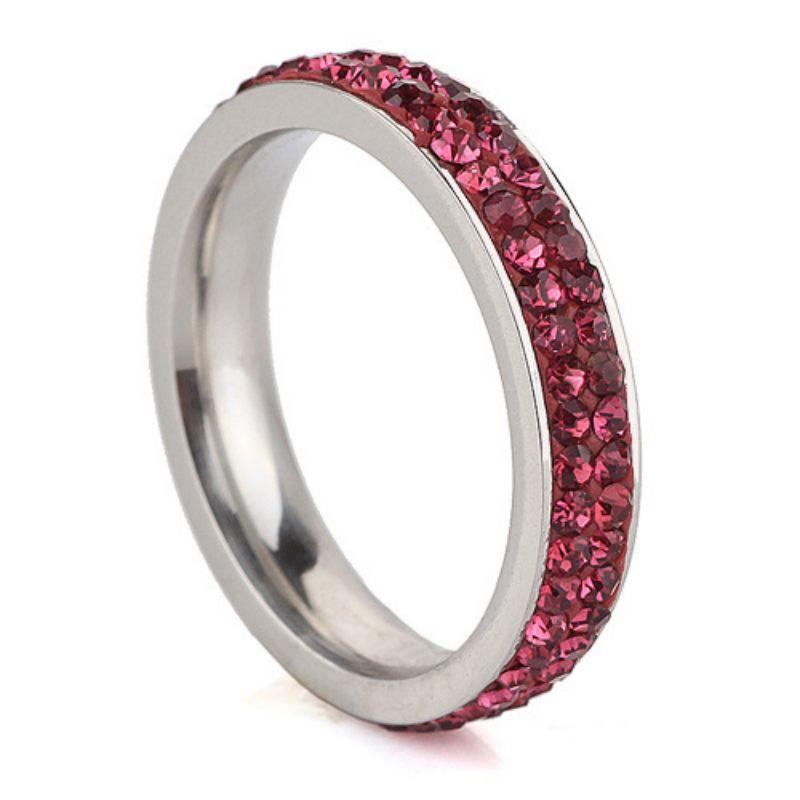 8mm Fashion Zircon Inlaid Gradient Ring for Women Men Stainless Steel Exquisite Ring Jewelry Party Birthday Gift Wholesale