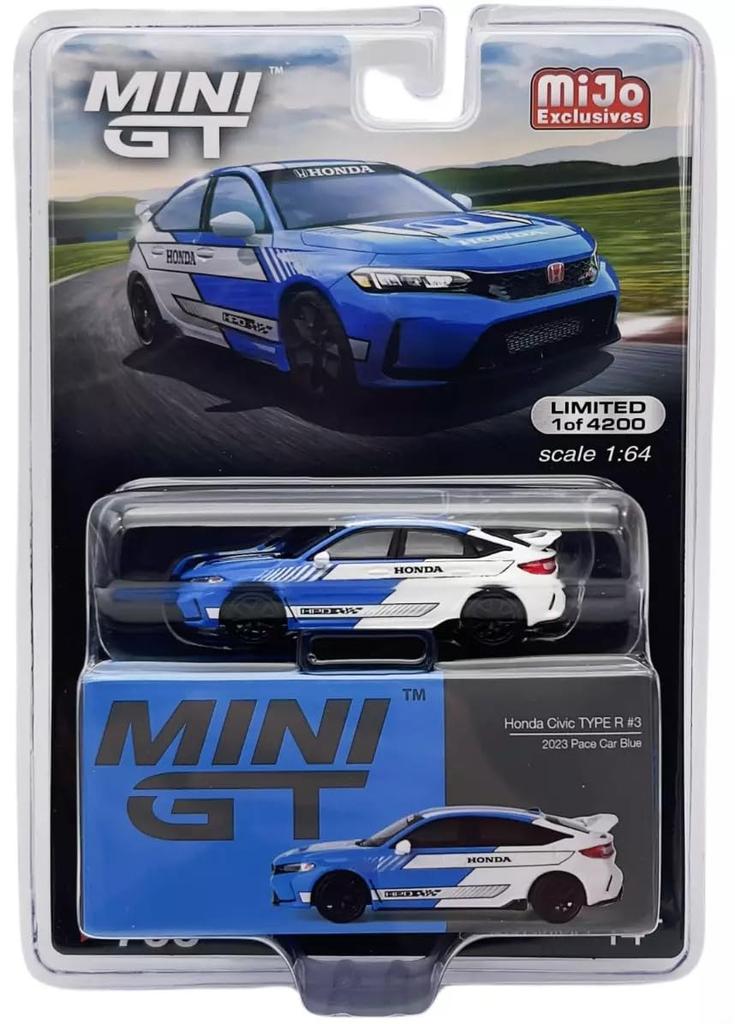 MINI GT MiJo Exclusives Honda Civic Type R Pace Car Blau Fertiges Produkt × 1/64 2023#3 (Linker Griff)