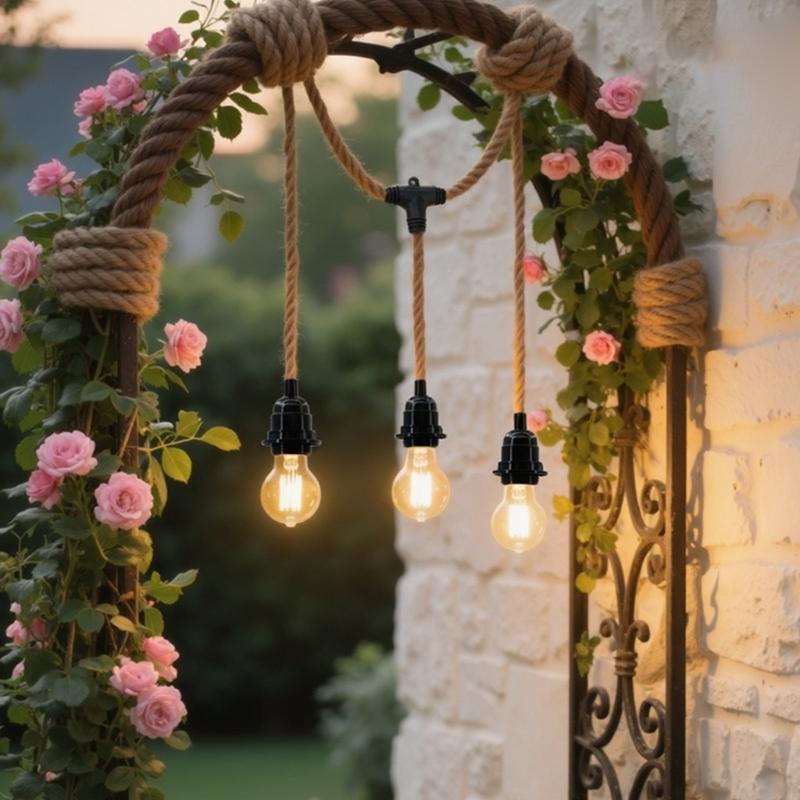 Pendant Light Cord Twisted Twine Rope Pendant Light Cord Farmhouse Lamp Cable E27 Extension Hanging Lamp Cable