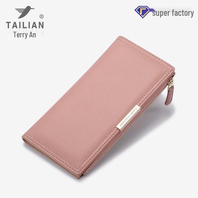 Carteira Longa Feminina Estilo Coreano com Múltiplos Porta-Cartões e Bolso com Zíper Clutch